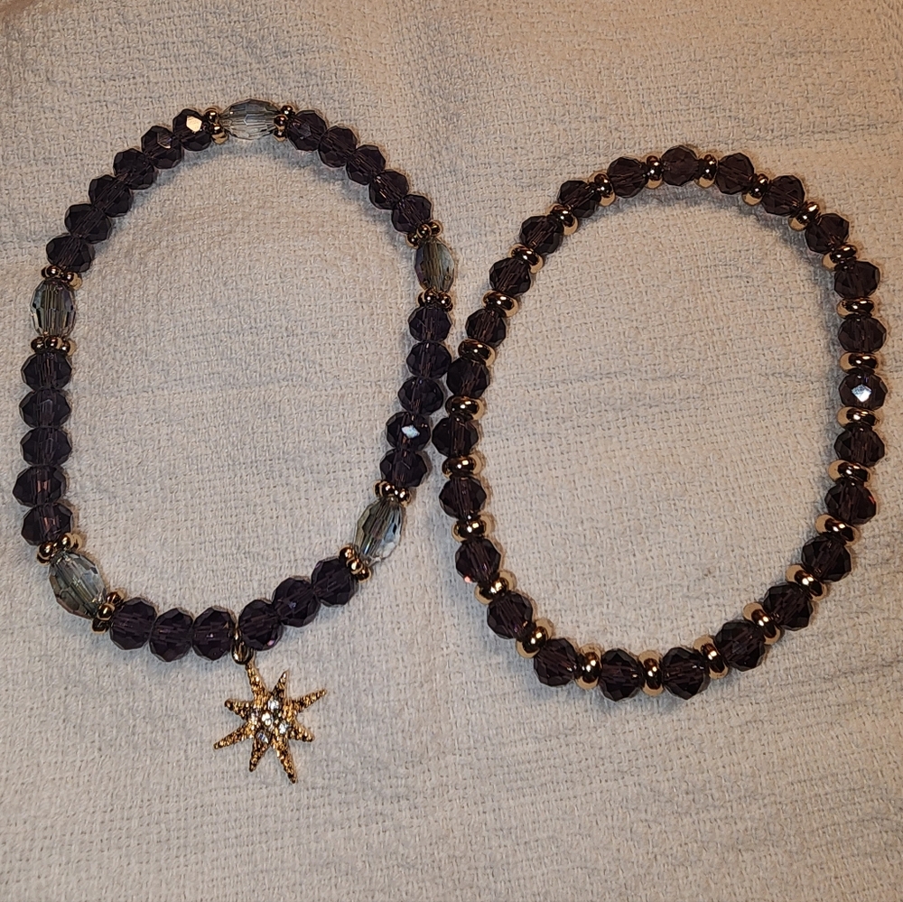 Elegant Black and Gold Beaded Bracelet Set